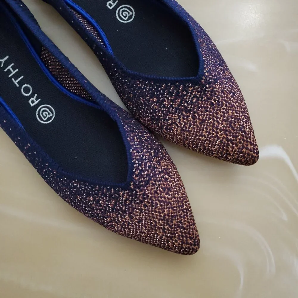 Rothy’s The Point Midnight Metallic Limited Edition Points Flats Size 10.5